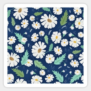 Daisy Floral Pattern - Blue Magnet